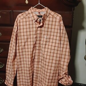 Ariat Men's Casual Orange Plaid Shirt